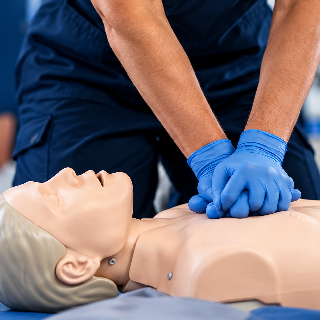 Hands-on CPR training with a practice manikin